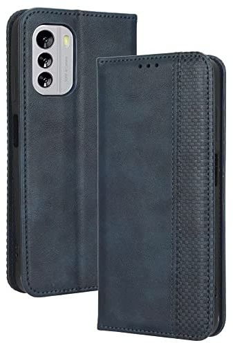 EASSGU Handyhülle für Nokia G60 5G (6.58 Inches) Flip Folio PU Leder Magnetschalter Schutzhülle, [3 Kartenfach] [1 Wallet] Stand Case - Blau