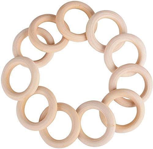 Holzring, Ø 40mm Holzringe Schmuck, 20stk Unvollendete glatten Holz Hoop, Gardinenringe für Gardinen