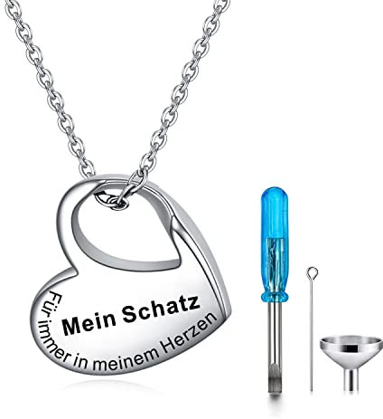 YOTHIWAD Herz Urne Halskette für Asche,Urne Kette mit Gravur für Immer in Meinem Herzen Edelstahl Asche Schmuck Memorial Anhänger für geliebte Menschen mit Füllung Kit(Mein Schatz)