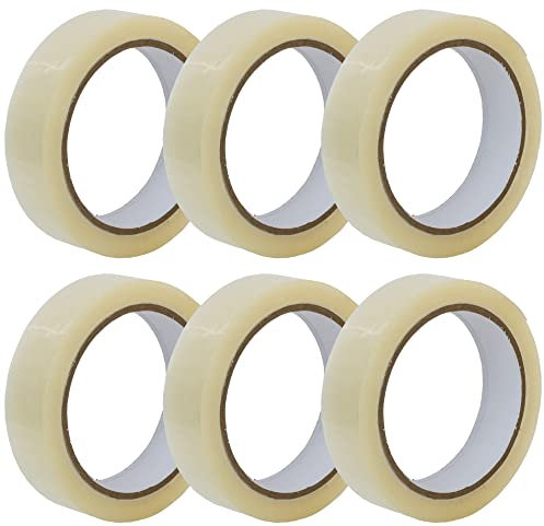 Coselena 6 Pack Cellotape Roll - 24mm x 66m Heavy Duty Sticky Packaging Tape - Crystal Clear Parcel Tape for Tape Dispenser, Tape Gun & Cardboard Boxes