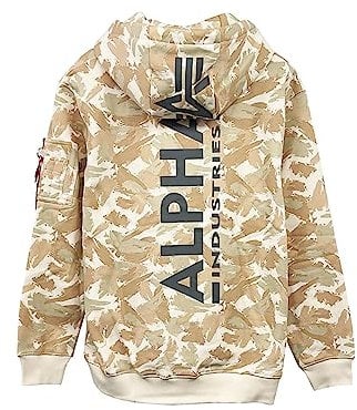 Alpha Industries Back Print Hoody Camo Kapuzensweat für Herren Sand Camo