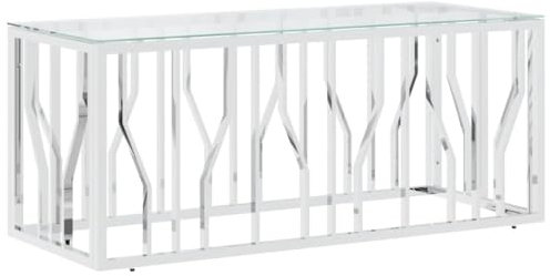 vidaXL Couchtisch, Beistelltisch Glas-Tischplatte, Wohnzimmertisch Rostbeständig, Sofatisch Kaffetisch Wohnzimmer, Modern, Edelstahl Glas Silbern