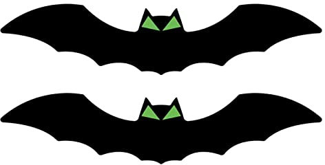 2 Stück Halloween Party leuchtende Augen Fledermaus hängende Garten Wanddekoration aus Holz Halloween Fledermaus Anhänger Küche Aufbewahrungsbox Holz (Black, One Size)