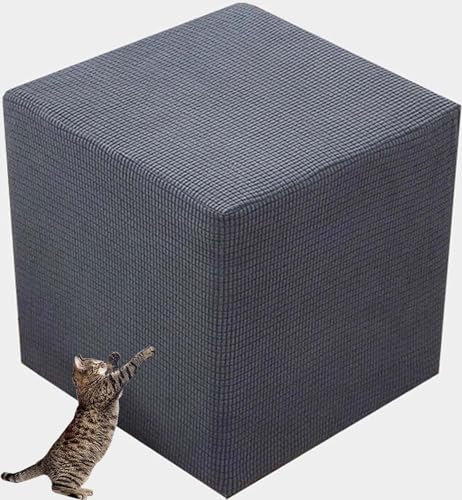 Hockerbezug Quadratisch/Rund 40x40/45x45/50x50cm Gray Stretch Ottoman Bezug Jacquard Velvet Fußhocker Bezug Luxuriöser Hockerabdeckung Waschbar Hocker Protector (Color : A1, Size : 45x45cm/18x18)