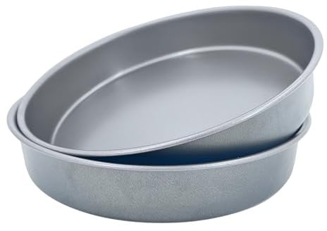 Samuel Groves 2 x Sandwich Cake Pan Tin Set - Superior Double Coated Non Stick - 1(2.5cm) Deep Fixed Base - UK Made (8 Twin Pack)