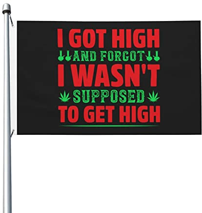Flaggen mit Aufschrift „I Got High And Forgot I Wasn T Should Get High“, 90 x 150 cm, für den Außenbereich, doppelseitige Flagge aus Polyester, leichte Flaggen, lustige Heimdekoration, 3 x 5 Flaggen