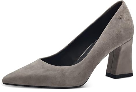 Tamaris Damen Pumps Leder Blockabsatz bequem; LIGHT GREY, EU 37