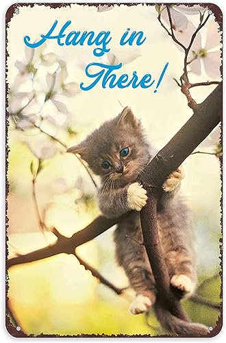 FJQWKLF Retro Hang in There Katzen-Wandposter, schönes Hang in There Katzen-Poster, schönes Katzen-Springen-Poster, dekorativ für Zuhause, Bars, Cafés, Schlafzimmer, Badezimmer, 20,3 x 30,5 cm