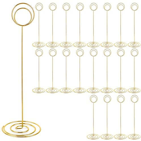 LDXDRU 20PCS Gold Table Number Holders, 22cm / 8.6 Inch Table Number Stands | Metal Place Card Stands Tall Photo Holders for Party Graduation Reception Restaurant Office