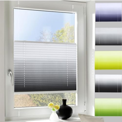 Pleated Blinds Window Blinds 45 x 100 cm Stick on Blinds Curtains Vertical Window Blind, Self Adhesive Blinds for Bedroom,Kitchen,Bathroom, Grey