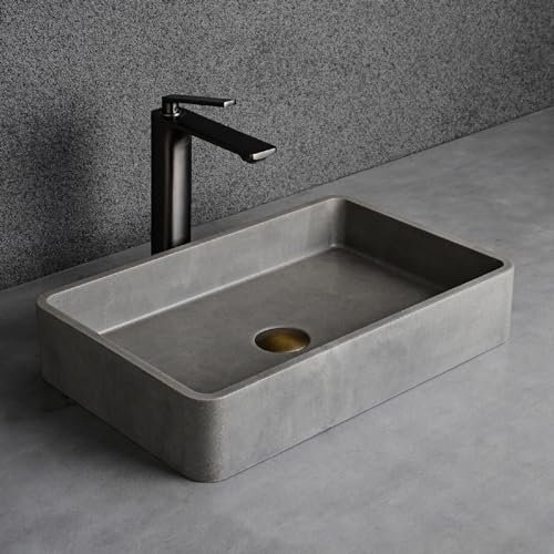 Lavabo da bagno in cemento sopra il bancone, facile da installare, resistente ai graffi per appartamento, lavabo, hotel, ristorante, casa, camper, balcone, giardino (colore: grigio, dimensioni: 50 x 3
