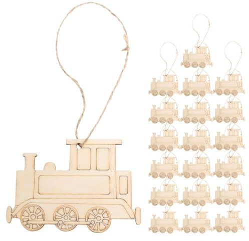ABOOFAN 20 Stück Unvollendete Holzzug-Ausschnitte 10 2 Cm Holzzug Zum Bemalen Zugform Leere Holzscheiben Holzautos Ornamente Geschenkanhänger Für Heimwerker Bastelarbeiten