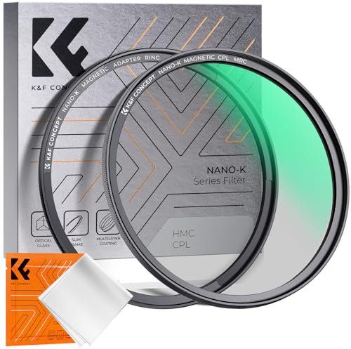 K&F Concept 62mm Filtre Polarisant CPL Magnétique et Chiffon de Nettoyage pour Objectif Appareil Photo