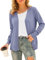 Yommay Cardigan da donna, autunno, inverno, morbido, leggero, a maniche lunghe, casual, con scollo a V, con bottone, A01 viola grigio, L