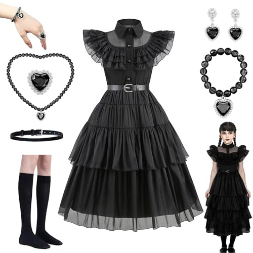 YushengTai Halloween-kostymer, svarta klänningar för flickor, Mardi Gras cosplay filmdräkter