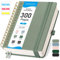 EMSHOI A5 Notebook College Ruled, Spiral Notepad 150 Sheets/300 Pages, 100gsm, HardCover, Sticky Notes, Pocket, Pen Loop, Ruler, Bookmark, Lined Journal for Women Men Writing, 14.5 x 21cm, Sage Green