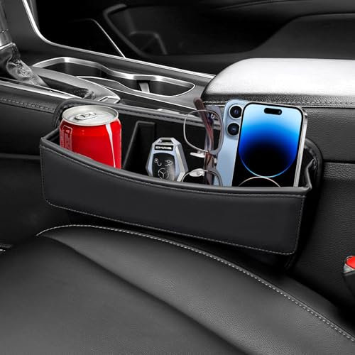 MainPi Aufbewahrungsbox für Autositze,Autositz Lückenfüller Organizer,Leder Multifunktionale Autositz Gap Organizer Storage Box,Anwendbar Vordersitz LüCkenfüLler Tasche für Kleinigkeiten