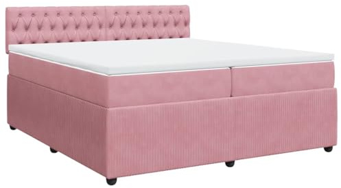 vidaXL Boxspringbett mit Matratze Rosa 200x200 cm Samt