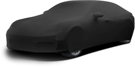 BHIEE Autoabdeckung Indoor Stretch Stoff Autoplane Staubschutz Elastischer Abdeckung Auto für Autogarage Innenbereich, Tiefgarage, Autoausstellung, Passen bis zu 4,6m-4,9m,Schwarz