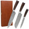 LIN ZHI REN Kitchen Knife Set, High Carbon Stainless Steel Kitchen Knives, 3 Piece Chef Knives Sets with Ergonomic Handle, Cooking Knives Come with Wooden Box