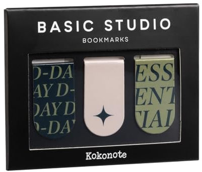 Kokonote Segnalibri magnetici set da 3 pezzi Basic Studio verde, tape e nero segnalibro magnetico – libro accessori