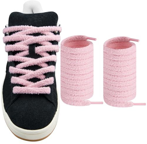 Endoto 9MM Flauschige Schnürsenkel für NB NIKE Asics Sneakers, Ersatz Plüsch Schuhbänder Fluffy Fuzzy Shoelaces Laces für Schuhe (Rosa, 45 Zoll)