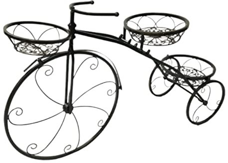 SHCHNA Blumenregal Blumenständer Pflanzenständer Schmiedeeisen Blumenständer Fahrradform Boden Blumentopf Regal Garten Balkon Dekoration Pflanzenregal Blumentreppe(R)