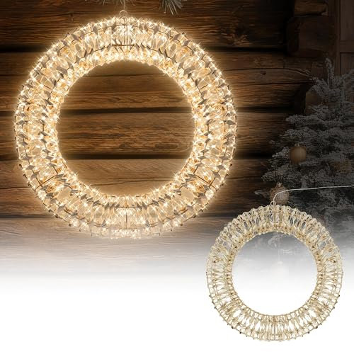 ECD Germany LED Weihnachtskranz Ø58cm mit 960 warmweißen Micro LEDs & Timer, IP44 Wasserdicht Innen/Außen, 3D Metallkranz LED Beleuchtung, Hängekranz Lichterkranz Leuchtkranz Türkranz Weihnachtsdeko