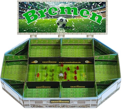 Fußball Snackstadion -Teamfarbe und Verein wählbar - Fussball Stadion zum befüllen passend für deinen Spieltag/Party und Event. Lebensmittelecht und wiederverwendbar (Bremen)