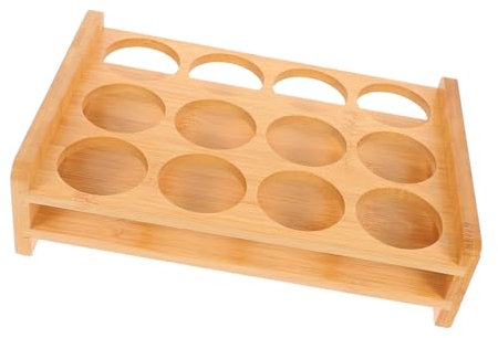 Cabilock Bamboo Shot Glass Holder and Whiskey Glasses Organizer 12-cup Rack with 2.9cm Holes for Parties and Bars Wooden Drinkware Display Tray