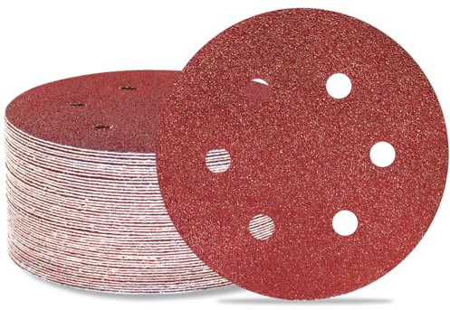 MECCION Disques à Poncer 150 mm (6 Pouces) - Lot de 50 Pièces - Grain 80 - Pour Ponceuse Orbitale Aléatoire - Papier Abrasif avec 6 Trous
