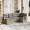 IKAYAA 6-TLG Balkon Lounge Gartenlounge Klein Rattan Sofa Balkonsofa Kleiner Balkon Sitzecke Balkon Loungemöbel Gartensofa Ecksofa Beige und Grau Type-21
