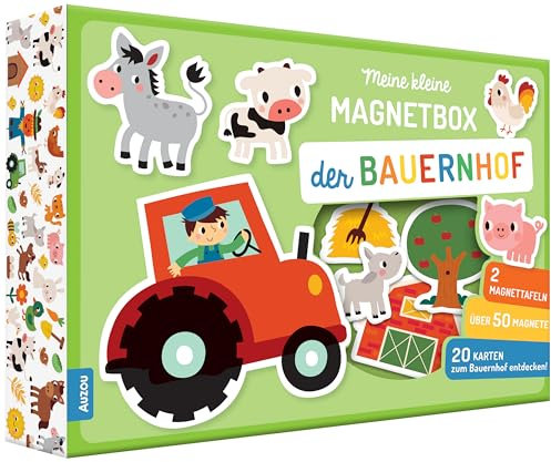 AUZOU, Meine Magnetbox - Der Bauernhof, Magnetisches Kinderspiel mit über 50 bunten Magneten, Kreatives Lernspiel für fantasievolles Spielen, Für 1-2 Spieler ab 3 Jahren