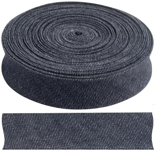 AERZETIX - Gefaltetes Schrägband Klebeband 4,5 m x 15 mm - aus Baumwolle - Farbe Jeanblau - für manuelle und dekorative Projekte: Textil, Bordüre, Saum, Nähen, DIY, Kreationen, Kurzwaren