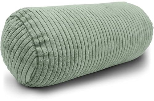 Amilian Nackenrolle mit Bezug 40x15 cm – Cord Kissen mit Füllung – Waschbar – Für Erwachsene & Kinder – Ideal für Nacken (Blattpoesie, 40 x 15 cm)