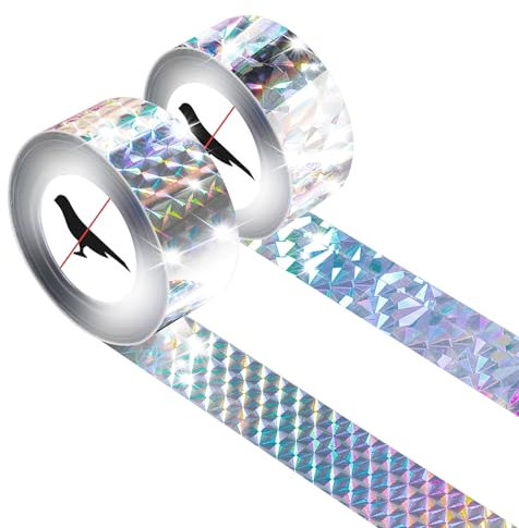 BOHUIZ 2 Rollen 80m x 2.4cm Vogelabwehr Vogelband, Vogelschreck Vogelabwehr Taubenabwehr Balkon Reflektierendes Vogelabwehrband für Protect Garten Höfe Pflanze Frucht