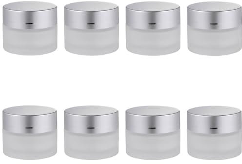 OSOLADY 5g Kosmetik Cremetiegel Aus Mattiertem Glas Auslaufsicher Kleine Reise Glasbehälter Für Gesichtscreme Und Lotion 8 Stück Nachfüllbar Weithalsflaschen Für Zuhause Und Unterwegs