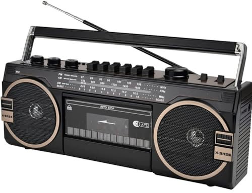 Classic 80s Retro Boombox, Portable Bluetooth Cassette Recorder, CD Player Boombox With AM/FM Radio,Bluetooth, Volume Adjustment Knobs, For Family Gatherings & Travel