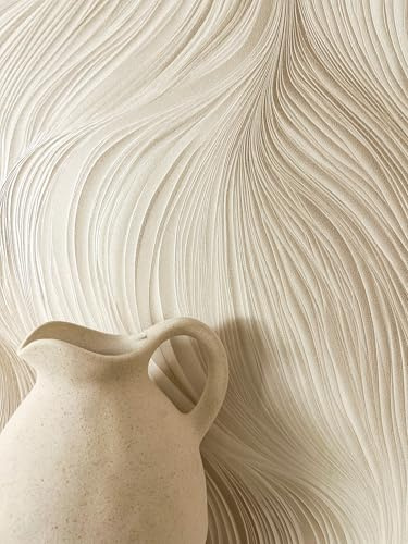 Newroom Vliestapete Beige Linien Wellen Wohnzimmer Modern Elegant Tapete | feines Relief mit Schimmer und 3D-Optik, sandartige Struktur, Wandtapete, Mustertapete, Sandbeige, für Schlafzimmer und Flur
