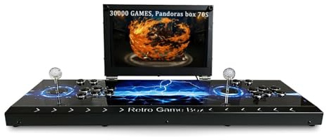 Console de jeu d'arcade portable 35 000 en 1 avec écran HD de 14 pouces, double joueurs, boîte Pandoras 80S, machine de jeu vidéo rétro recherche/cache/enregistrement/chargement/pause de jeux (35,6 cm