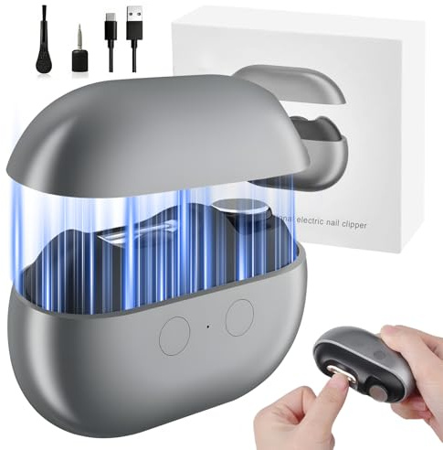 Elektrischer Nagelknipser, 4 in 1 Automatischen Nagelknipser, 2026 Elektrische Nagelfeile Nagelschneider für Dicke Nägel mit LED, Electric Nail Clipper für Kinder Erwachsene und senioren