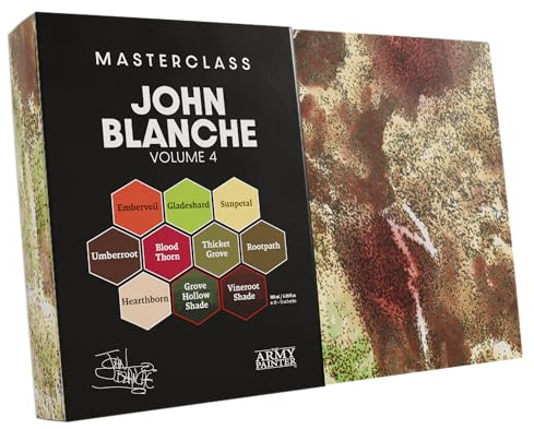 The Army Painter Masterclass John Blanche Volume 4 Paint Set 10x18ml Farbe | Inkl. 8 x 18 ml Warpaints Fanatic Acrylfarben, 2 Washes & 1 Kunstdruck - für Tabletop-Miniaturen