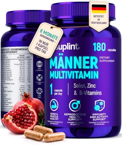 Men's Multivitamin Capsules – A-Z Vitamin Complex – 180 Capsules | All-in-One Vitamins for Men – 1 Capsule Daily for 180 Days – Energy, Immunity, Bones & Muscles