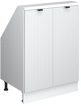 Vicco Dachschrägenschrank Rion, Weiß Riffel/Weiß | B60 x T46 cm, mit 2 Türen, platzsparend für Dachschrägen