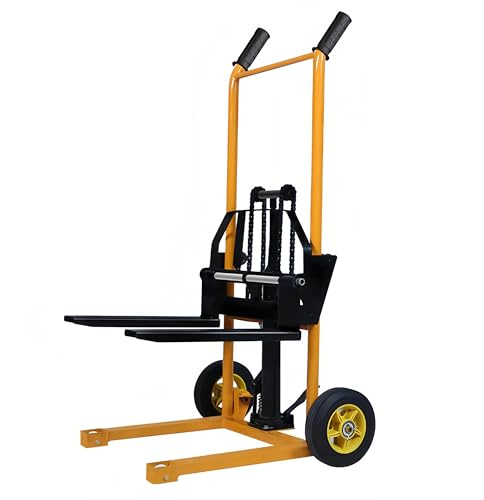 Hand Pallet Stacker Manual Fork Lift Truck 200 kg Capacity, High Lift, Spring-Loaded Bottle Jack, Hydraulic Foot Pump - Compact, Durable for Domestic & Industrial Use