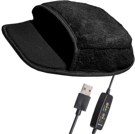SWOOMEY Tapis de Souris Chauffant USB à 3 Niveaux PVC Noir | Peluche Moelleuse, Usage Bureau et Maison, Surface Résistante à L’usure, Format Hiver