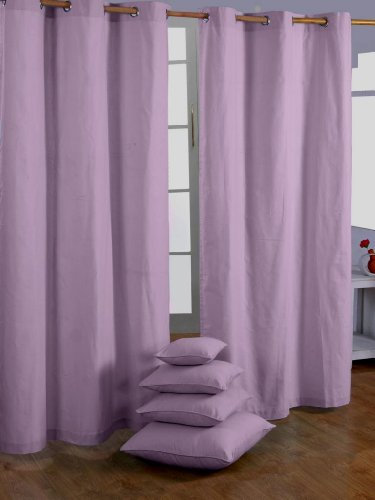 Homescapes 2er Set eifarbige Ösen Gardinen je B137 x L228 cm aus 100% Baumwolle, blickdichte Vorhänge/Dekoschals/Ösenvorhänge für Wohnzimmer oder Küche, Mauve