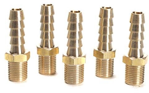 Sin Marca 1/8 Macho BSPP x 1/4(6mm) Latón de conector de manguera de lengüeta de combustible, gas, agua (5 piezas)