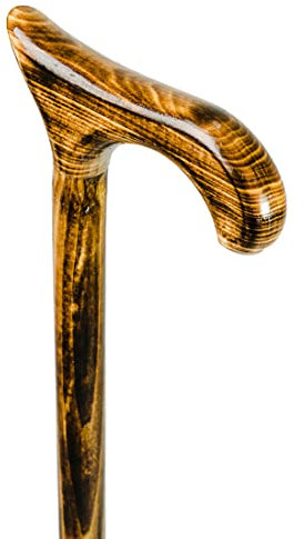 Gehstock für Herren und Damen Derby 89-92 cm - Handgefertigt Naturfarben Wanderstock Holz mit Rutschfestem Gummi