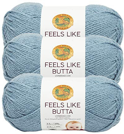 (3 Pack) Lion Brand Yarn 215-108A Feels Like Butta Yarn, Dusty Blue